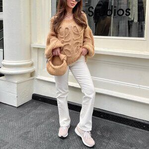 LOEWE Anagram Open-knit Mohair-blend Sweater In brown